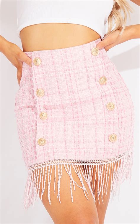 tweed mini skirt set pink.